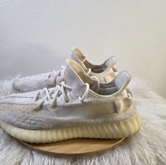 Adidas Men's Yeezy Boost 350 V2 Pure Oat Bone White Cream Ivory knit sneakers - Picture 7 of 10